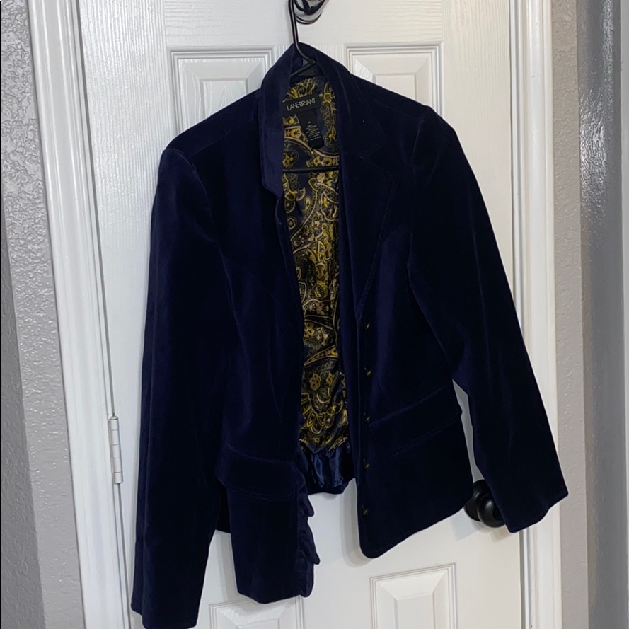 Euc Size 14 Lane Bryant Blue Velvet Jacket Coat